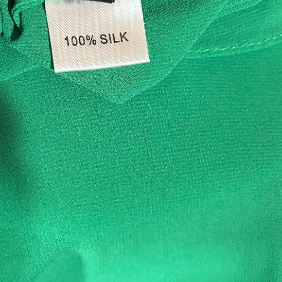 Veinfuns Green Silk Chiffon Dress Layered Asymmetrical Hem - Picture 9 of 11